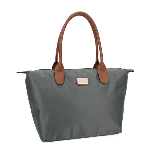 Sac à Main Shopper Maxi en Tissu Lisse Flanéria Vert Forêt
