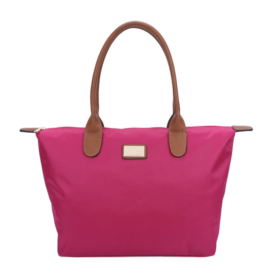 Sac à Main Shopper Maxi en Tissu Lisse Flanéria Rose Framboise