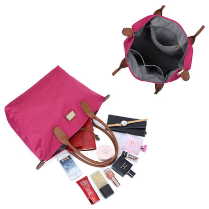 Sac à Main Shopper Maxi en Tissu Lisse Flanéria Rose Framboise