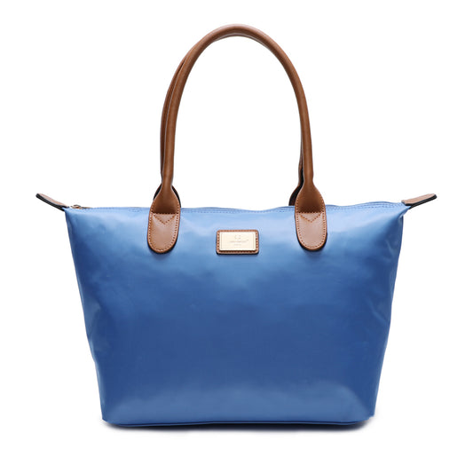 Sac à Main Shopper Medium en Tissu Lisse Flanéria Bleu