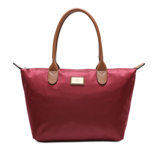 Sac à Main Shopper Medium en Tissu Lisse Flanéria Bordeaux