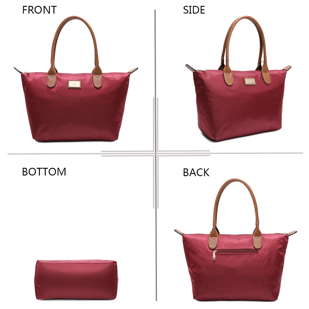 Sac à Main Shopper Medium en Tissu Lisse Flanéria Bordeaux