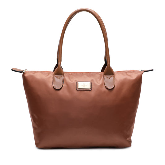 Sac à Main Shopper Medium en Tissu Lisse Flanéria Marron