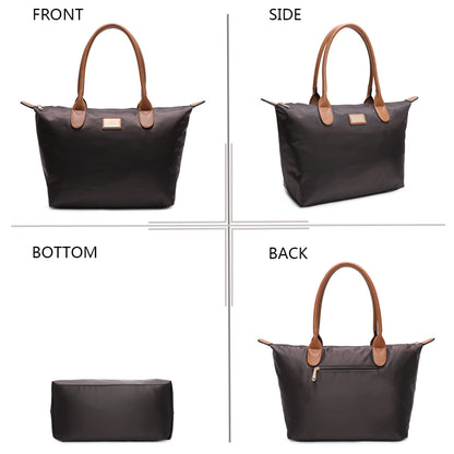 Sac à Main Shopper Medium en Tissu Lisse Flanéria Marron Foncé