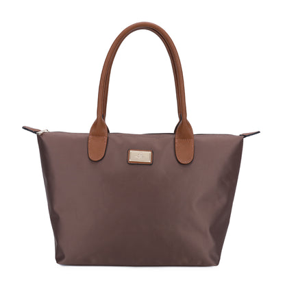 Sac à Main Shopper Medium en Tissu Lisse Flanéria Taupe