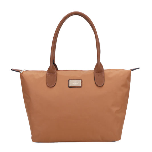 Sac à Main Shopper Medium en Tissu Lisse Flanéria Doré