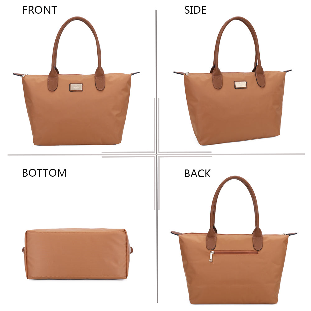 Sac à Main Shopper Medium en Tissu Lisse Flanéria Doré