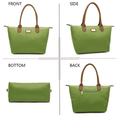 Sac à Main Shopper Medium en Tissu Lisse Flanéria Vert