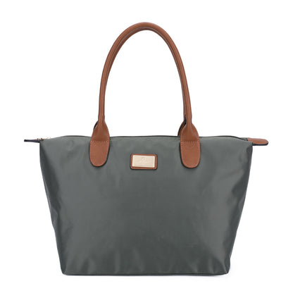 Sac à Main Shopper Medium en Tissu Lisse Flanéria Kaki