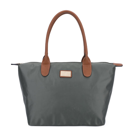 Sac à Main Shopper Medium en Tissu Lisse Flanéria Kaki