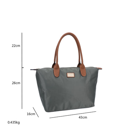 Sac à Main Shopper Medium en Tissu Lisse Flanéria Kaki