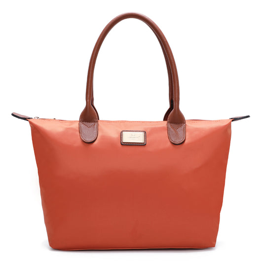 Sac à Main Shopper Medium en Tissu Lisse Flanéria Orange