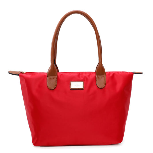 Sac à Main Shopper Medium en Tissu Lisse Flanéria Rouge