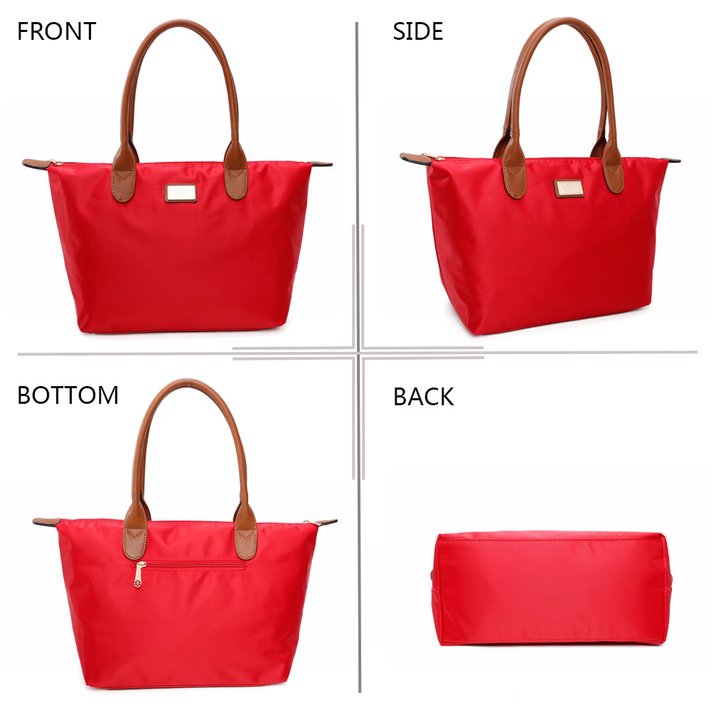 Sac à Main Shopper Medium en Tissu Lisse Flanéria Rouge