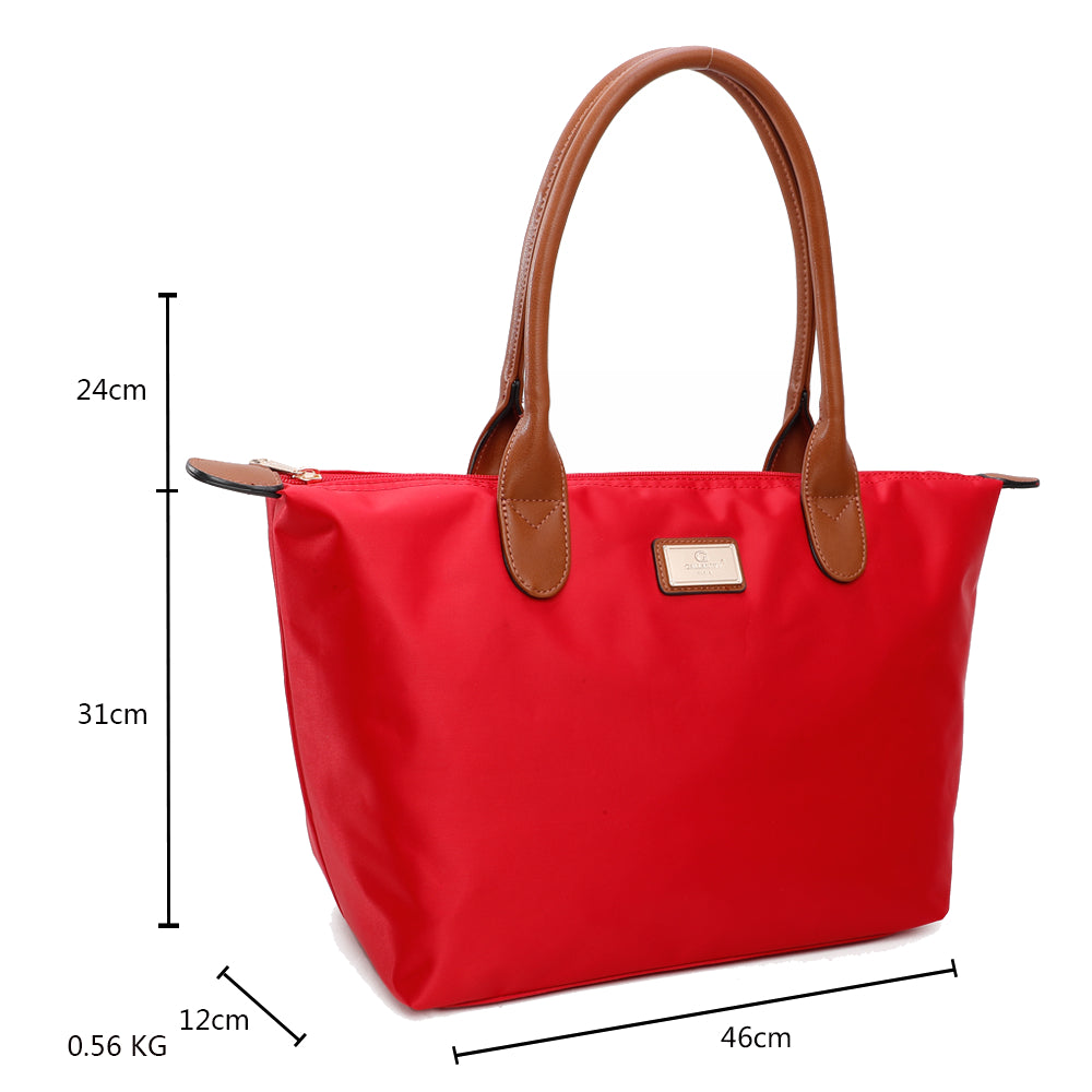 Sac à Main Shopper Medium en Tissu Lisse Flanéria Rouge