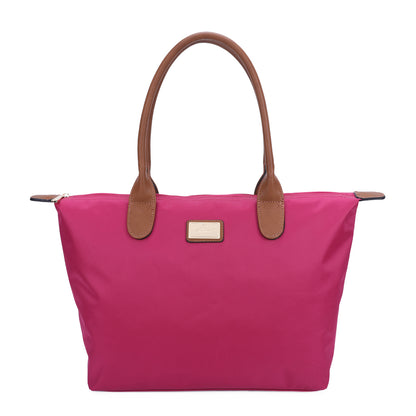 Sac à Main Shopper Medium en Tissu Lisse Flanéria Rose Framboise