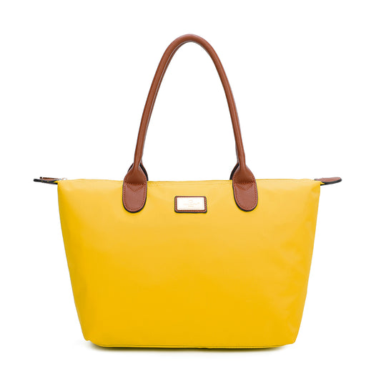 Sac à Main Shopper Medium en Tissu Lisse Flanéria Jaune
