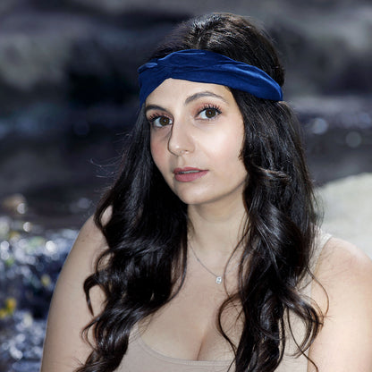 Bandeau Croisé en Velours Addison Bleu