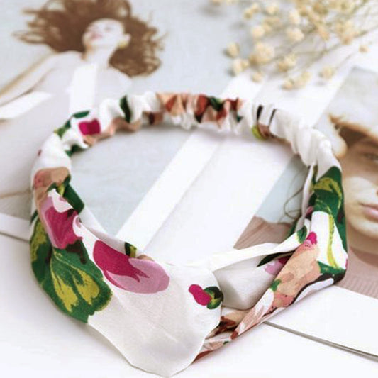 Bandeau en Satin Torsadé Fleuri - Collection Lindsay