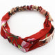 Bandeau Torsadé en Satin Fleuri Lindsay Rouge