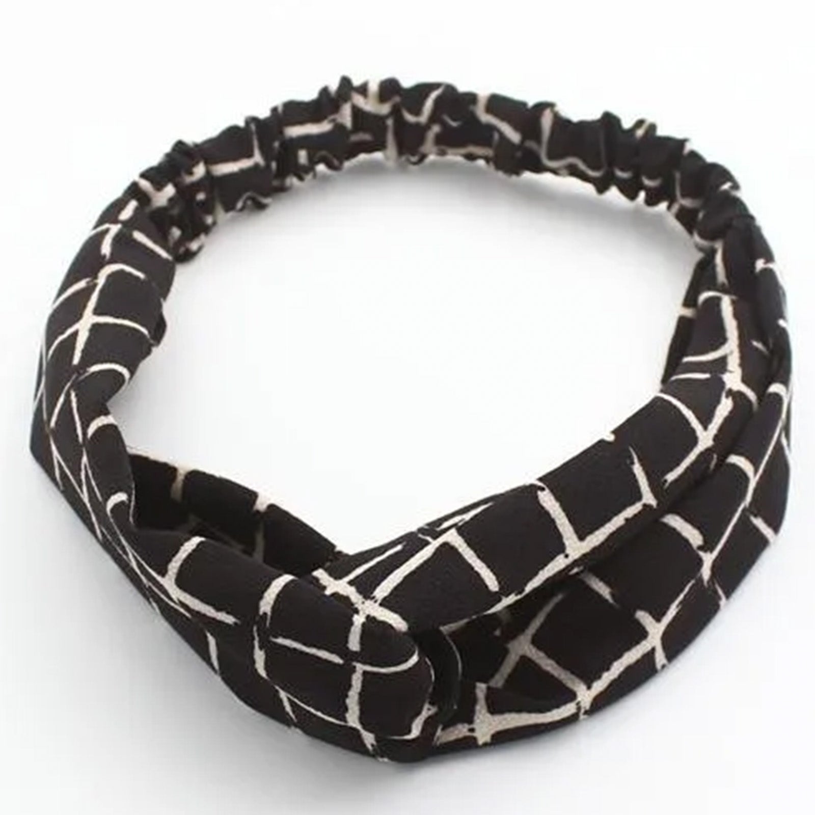 Bandeau Torsadé Noir à Carreaux - Collection Fallon