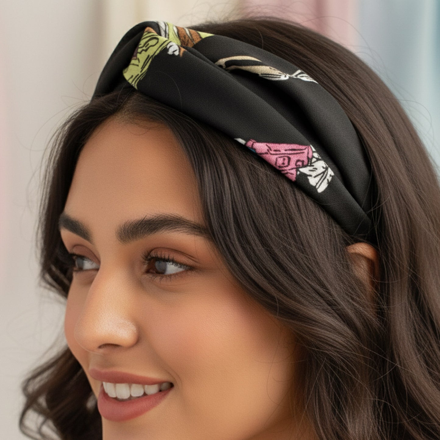 Bandeau Croisé Mila Imprimé Noir Coloré