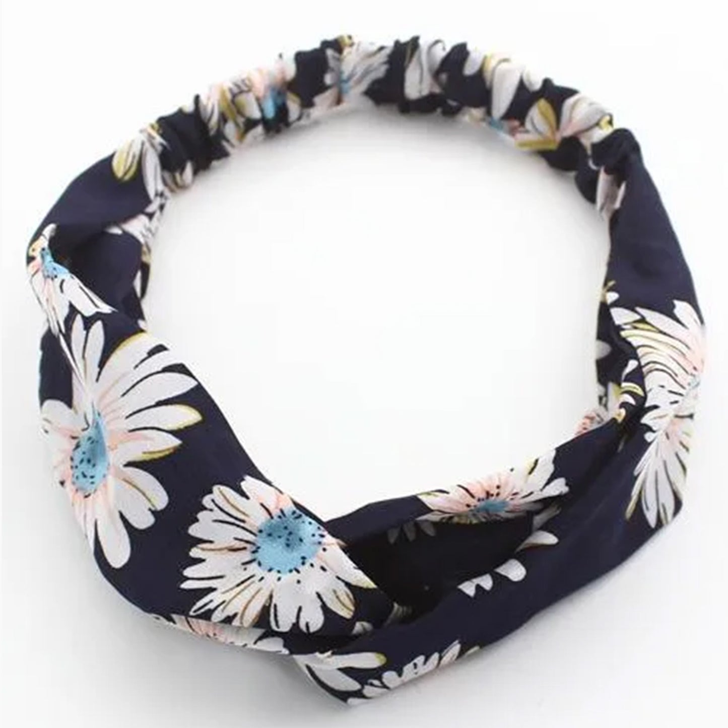 Bandeau en Satin Torsadé Fleuri - Collection Lindsay