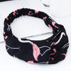 Bandeau Torsadé Imprimé Flamant Rose Noir