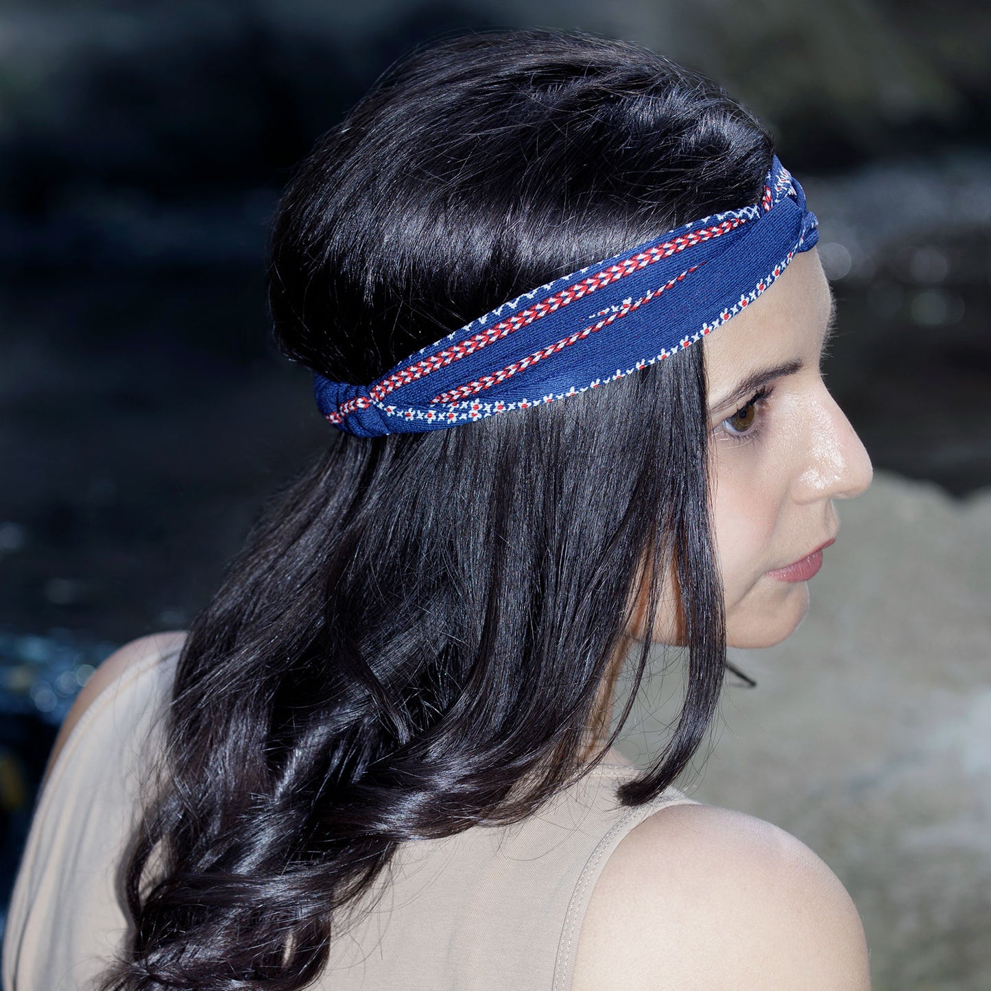 Bandeau Torsadé Aria à Motif Jacquard