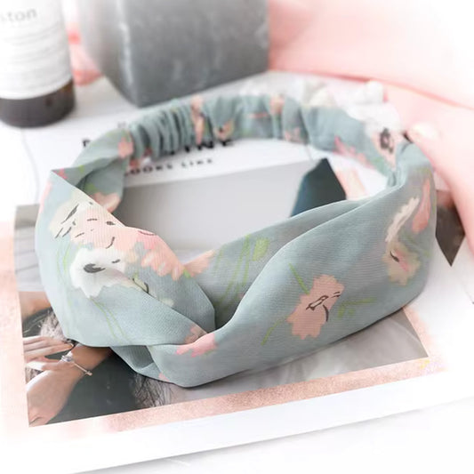 Bandeau en Satin Torsadé Fleuri - Collection Lindsay