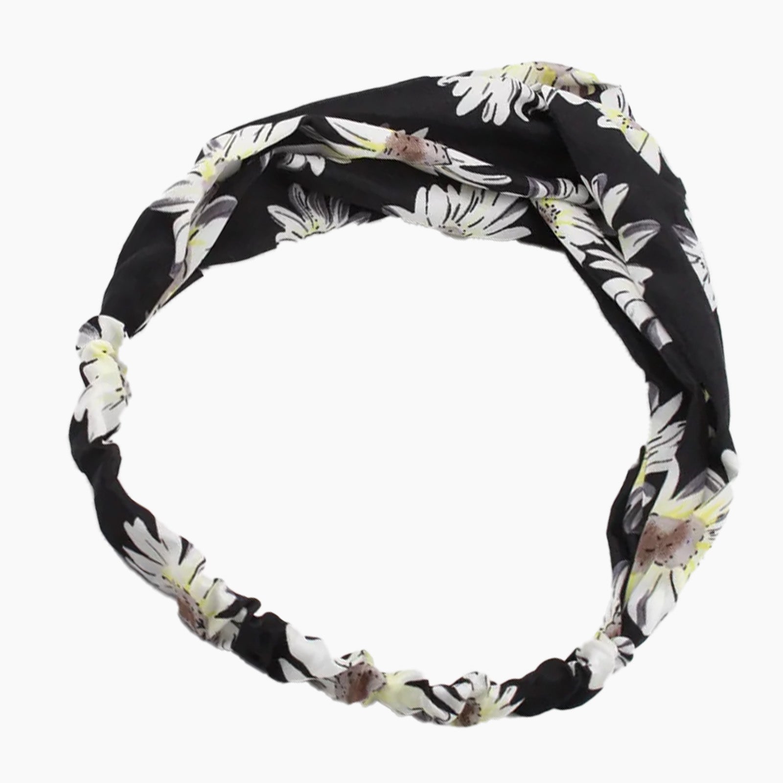 Bandeau en Satin Torsadé Fleuri - Collection Lindsay