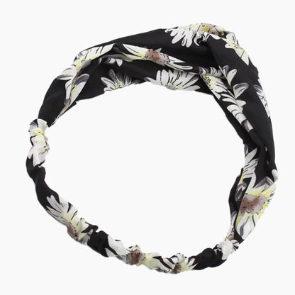 Bandeau en Satin Torsadé Fleuri - Collection Lindsay