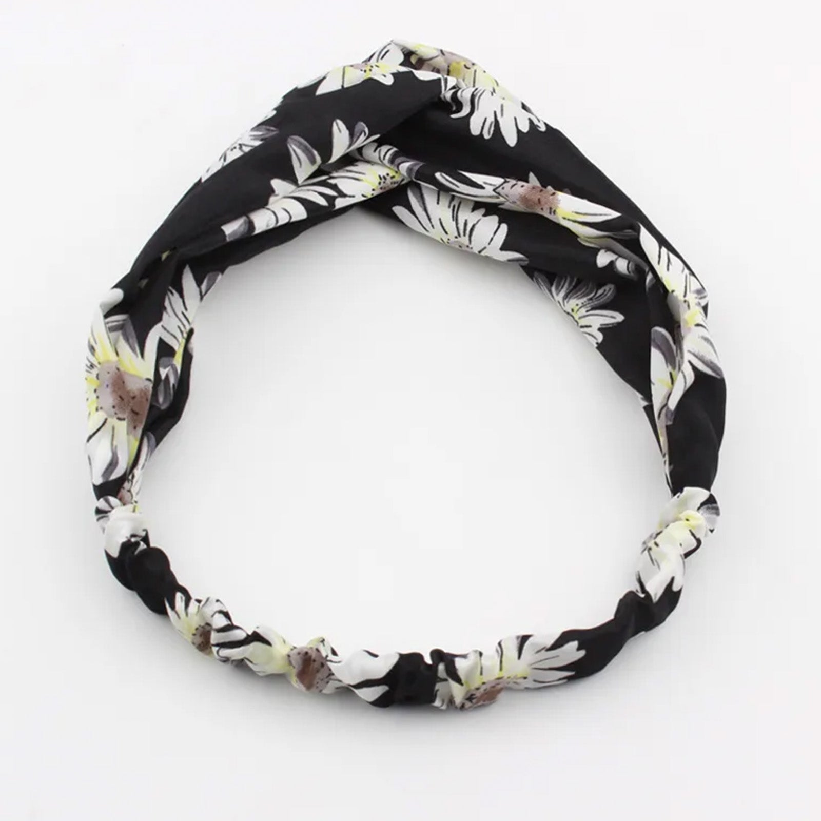 Bandeau en Satin Torsadé Fleuri - Collection Lindsay
