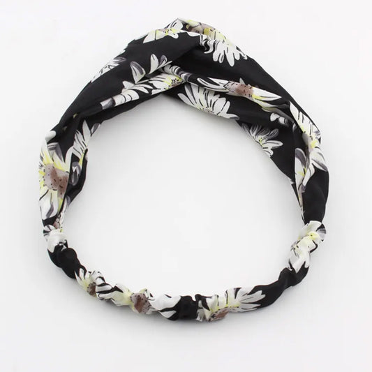 Bandeau en Satin Torsadé Fleuri - Collection Lindsay