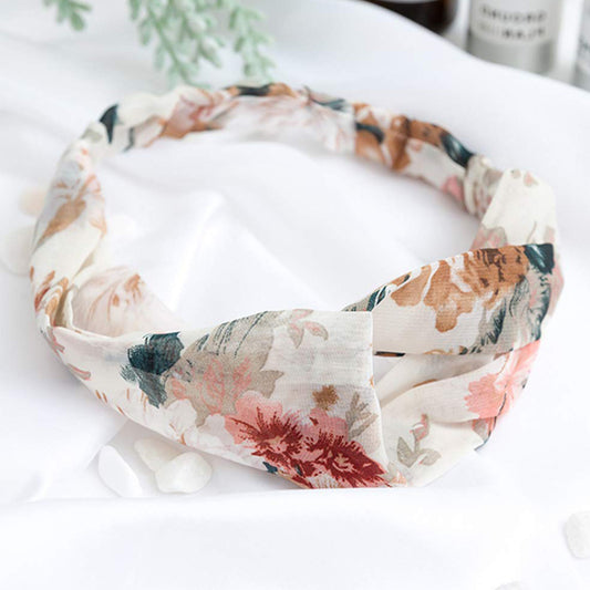 Bandeau en Satin Torsadé Fleuri - Collection Lindsay
