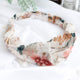 Bandeau Torsadé en Satin Fleuri Lindsay Blanc et Rose