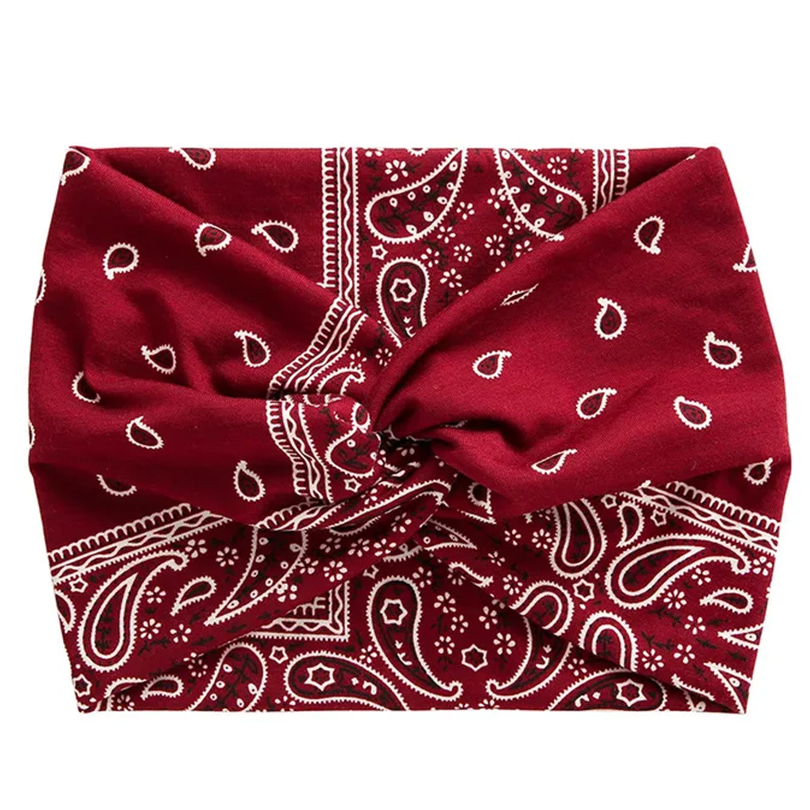 Bandeau Croisé Imprimé Paisley Bordeaux - Collection Ginny
