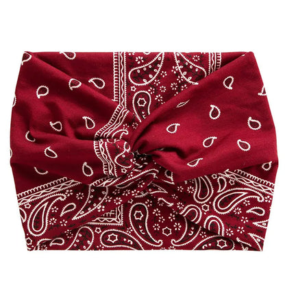 Bandeau Croisé Imprimé Paisley Bordeaux - Collection Ginny