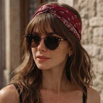 Bandeau Croisé Ginny Imprimé Paisley Bordeaux