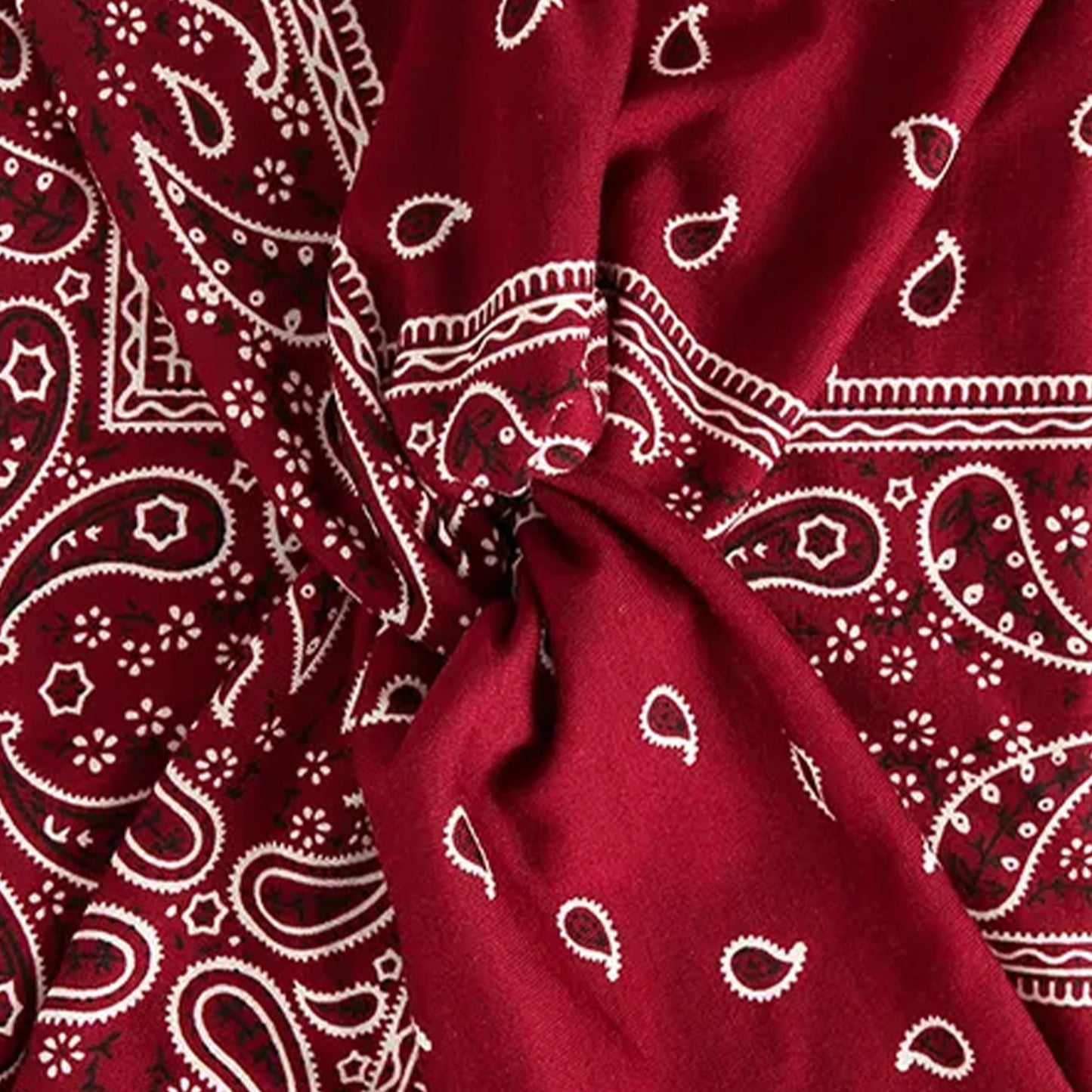 Bandeau Croisé Imprimé Paisley Bordeaux