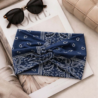 Bandeau Croisé Ginny Imprimé Paisley Bleu