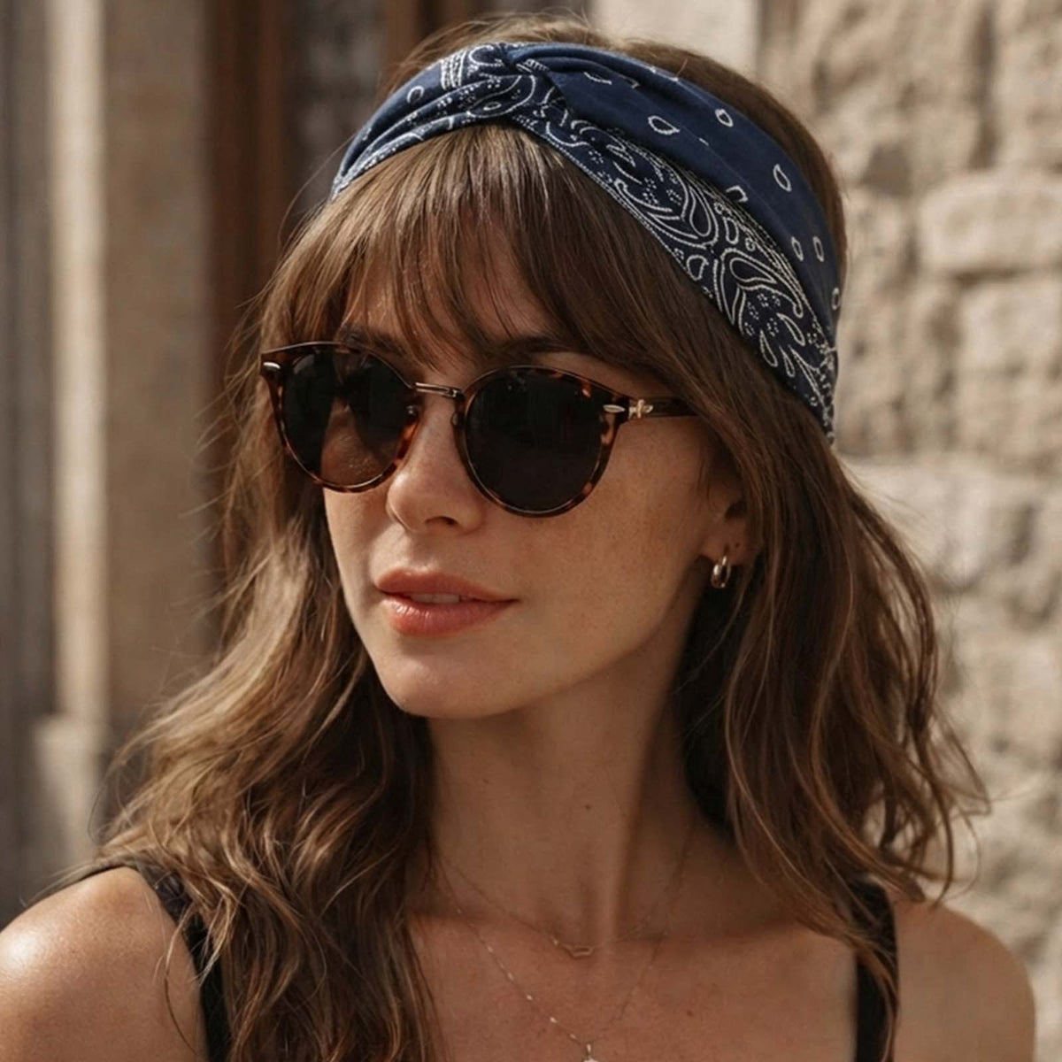 Bandeau Croisé Ginny Imprimé Paisley Bleu