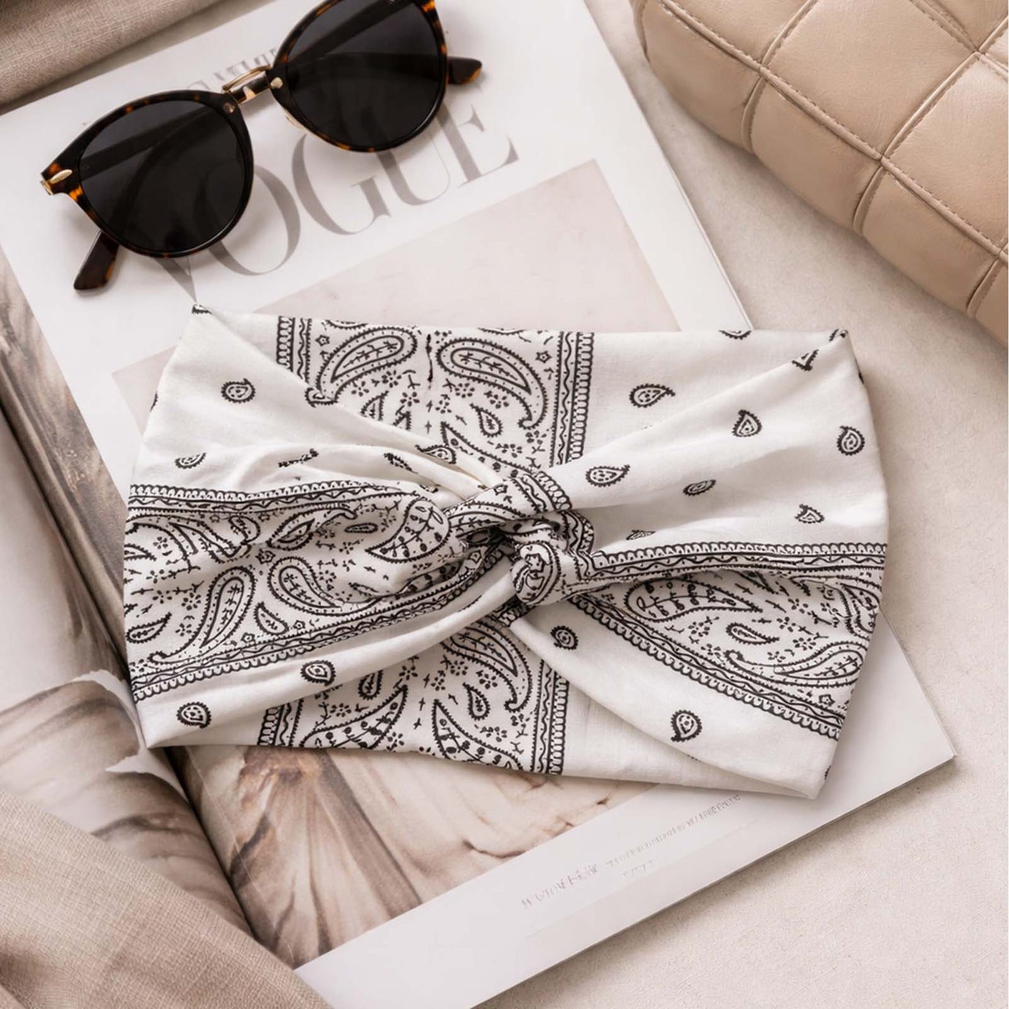 Bandeau Croisé Ginny Imprimé Paisley Blanc