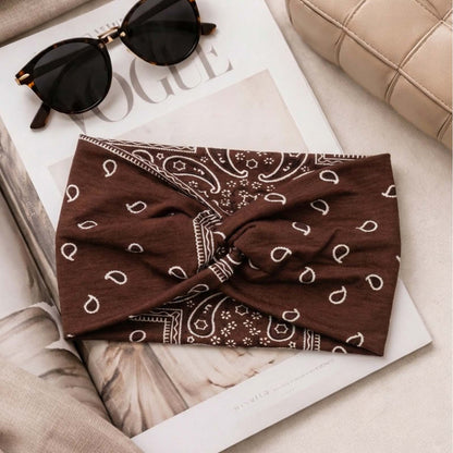 Bandeau Croisé Ginny Imprimé Paisley Marron