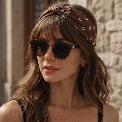 Bandeau Croisé Ginny Imprimé Paisley Marron