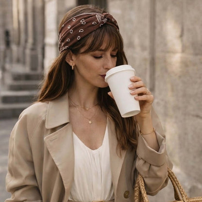 Bandeau Croisé Ginny Imprimé Paisley Marron