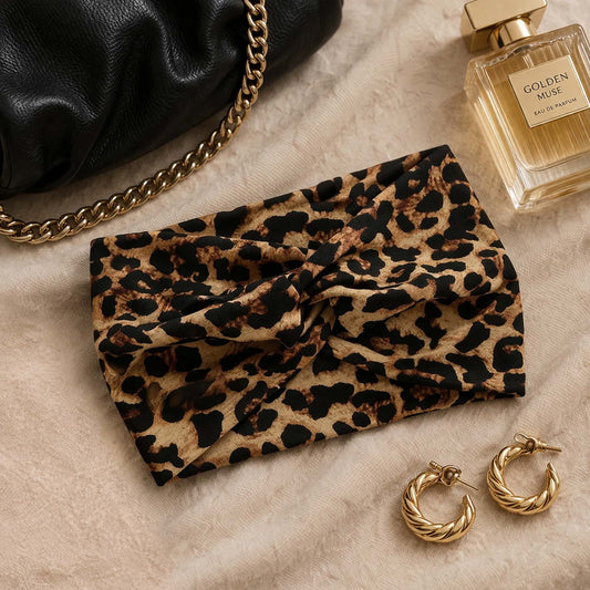 Bandeau Croisé Imprimé Léopard Marron