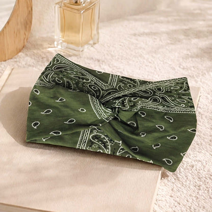 Bandeau Croisé Ginna Imprimé Paisley Vert