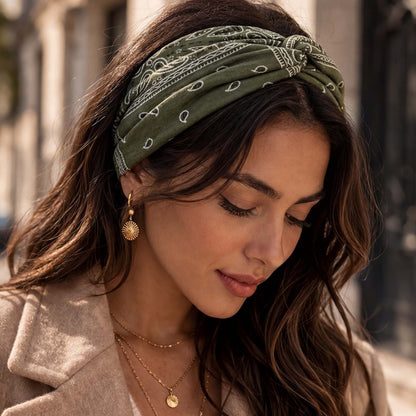 Bandeau Croisé Ginna Imprimé Paisley Vert