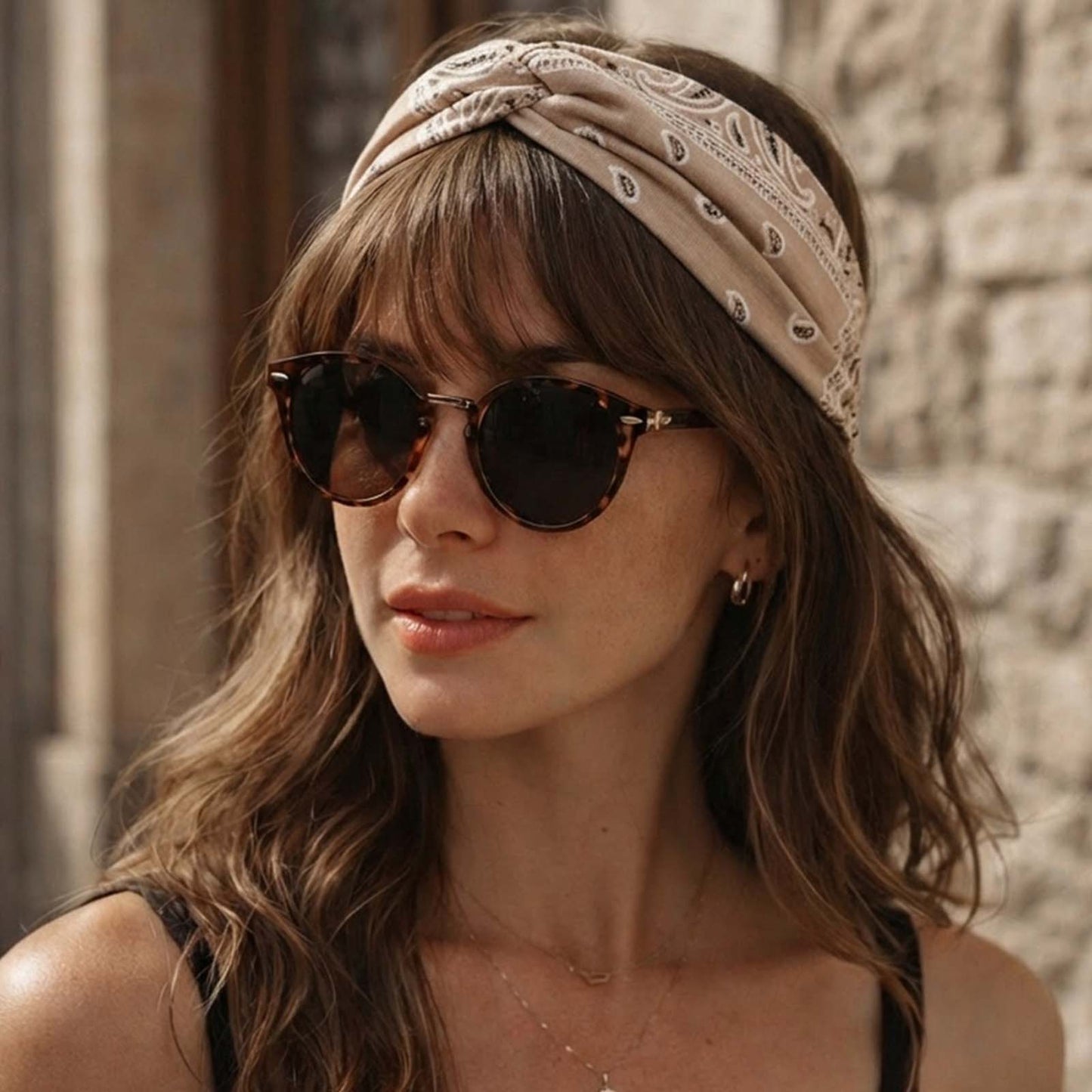 Bandeau Croisé Ginny Imprimé Paisley Beige